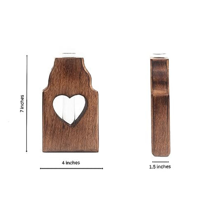 Wooden Plant Propagation Station Stand with Single Glass Test Tube Indoor Desktop Terrarium for Hydroponics Water Plant Cutting Flower Vase Planter Home Office Garden Decor Plant Lover Gifts, Brown