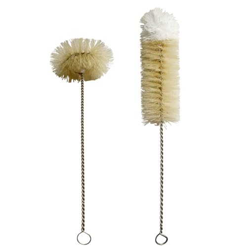 Bottle Brushes Thin Long Handle X 2, Natural Boar Bristle Set
