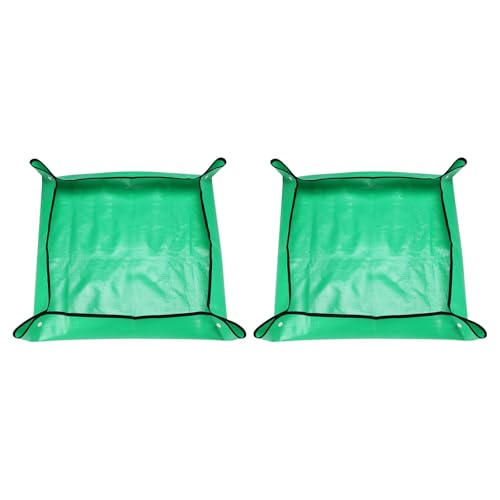 HARFINGTON 2pcs Repotting Mat 19.7" x 19.7" PE Cloth Waterproof Plant Repotting Mat Foldable Portable Gardening Potting Tray with Plastic Buckle for Indoor Plant Change Soil Watering, Green - color: Green, size: 19.7" x 19.7"