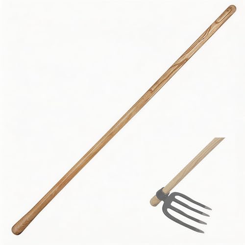 55-Inch Pure Solid Wood Replacement Handle for Garden Hoe Digging Spading, Surface Coated with Protective Paint, Clear Finish, Convenient and Durable (Spade & Fork Head Not Included)