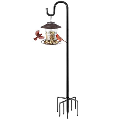 ANIDEER 84" Shepherds Hooks for Outdoor, Heavy Duty Bird Feeder Pole with 7 Prongs Base for Hanging Lantern, Hummingbird Feeder, Plant Baskets, Shepherds Hook for Bird Feeders for Outside, 1 Pack - size: 84 Inch