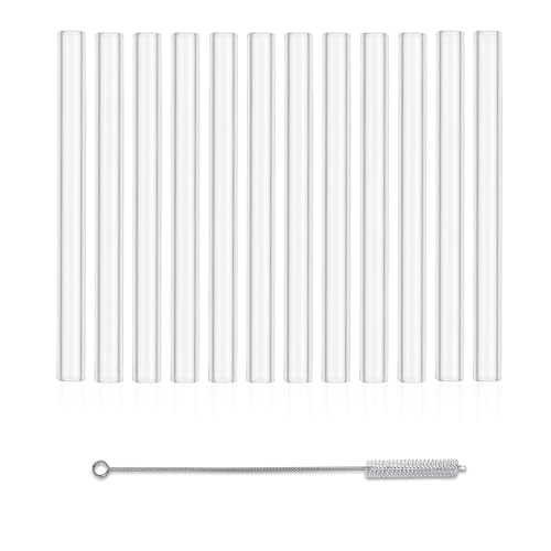 12 Pcs 6 Inch Borosilicate Glass Tubes, 12mm Diameter 1.5mm Thickness Glass Tubing, Fire Polished Smooth Edges with Cleaning Brush for Lab & DIY Crafts - size: 6 inches