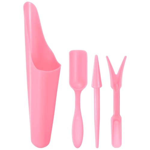 M METERXITY 1-Set Garden Shovel Hand Tools Transplanting Succulent Cultivation Digging Scoops Kits, Plastic Mini Garden Tool Set for Bonsai Potting/Flower Planting [Pink] - color: Pink