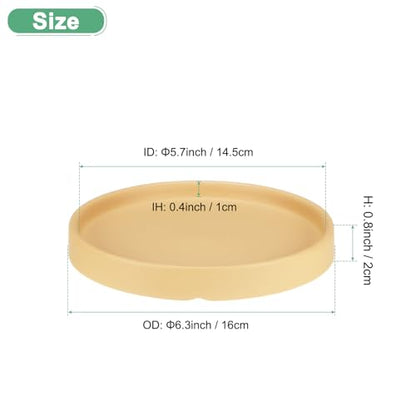 M METERXITY Ceramic Plant Saucer, 6.3 Inch Plant Water Catcher Tray, Plant Pot Saucers for Indoor/Outdoor Plants/Flower Drainage Drip Water Tray [Round Yellow] - color: Yellow