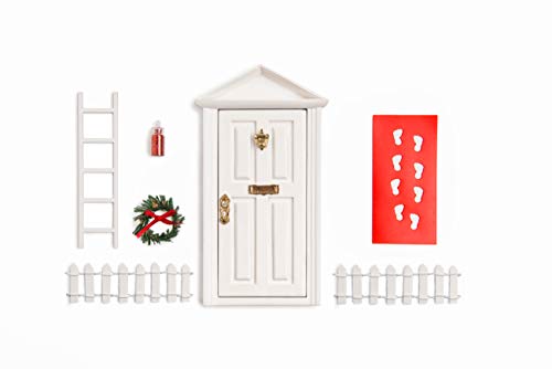 White Wooden 7" inch Miniature Door/Enchanted Magical Fairy Doors/Flower Fairies Secret Hidden Door for Imagination