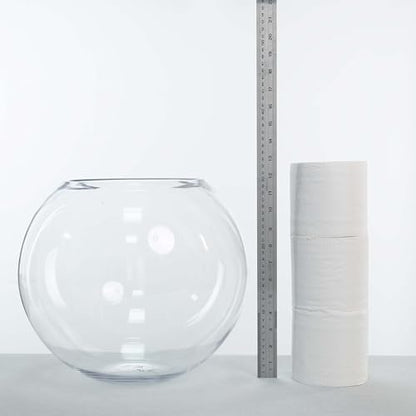 CYS EXCEL Large Glass Bubble Bowl (H-12 W-13, Approx. 5.3 Gal.) Round Bowl Terrarium Globe Flower Vase Centerpiece for Weddings Events Arrangements - size: H-12" W-13"