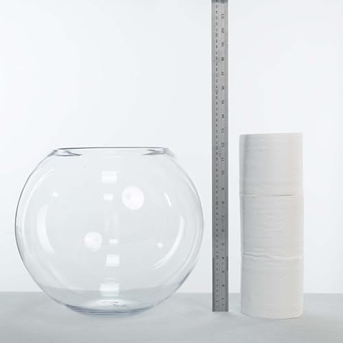 CYS EXCEL Large Glass Bubble Bowl (H-12 W-13, Approx. 5.3 Gal.) Round Bowl Terrarium Globe Flower Vase Centerpiece for Weddings Events Arrangements - size: H-12" W-13"