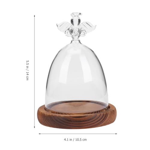 BESPORTBLE Angel Glass Cover Angel Preserved Flowers Flowers Wedding Decoration Glass Dome with Base Tabletop Display Case Cloche with Base Vase Wooden Dried s Snack