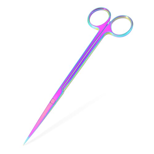 Mandala Crafts Rainbow 10 Inches Straight Aquarium Scissors for Fish Tanks | Extra Long, Rust Resistant Stainless Steel, Trimming Aquatic Plants, Bowls, Terrariums, Freshwater & Saltwater Aquascape - color: Rainbow Straight Scissors, size: 10 Inches