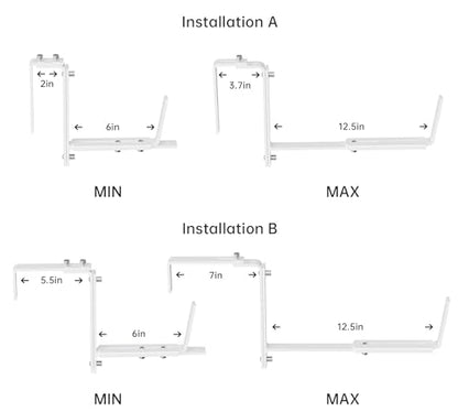 Y&M Adjustable Window Box Brackets for Planter Box, Heavy Duty Wall Mounted Hooks Hangers for Flower Baskets Holder Durable, Hanging Brackets for Fence Patio Garden Balcony(4 Packs) - size: 4p White