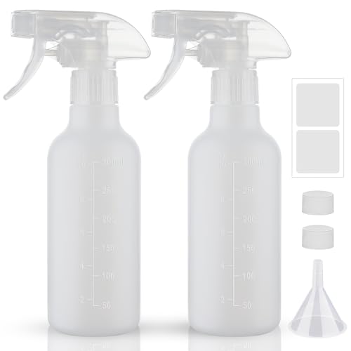 12oz HDPE Spray Bottles 2 Pack, Adjustable Mist Stream Containers - color: White, size: 12oz