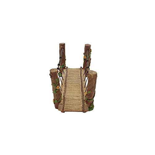 Rope Wooden Bridge Outdoor Fairy Garden Ornament Miniature Dollhouse Decor Accessory