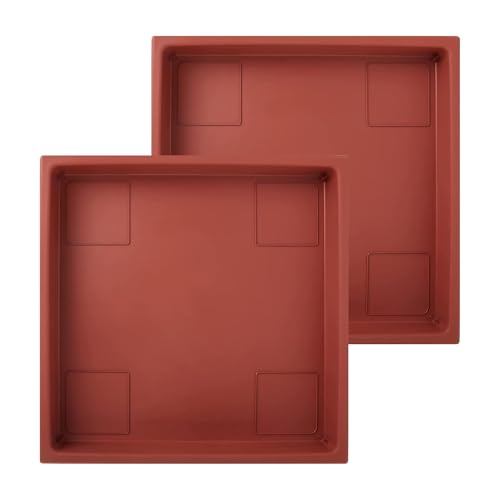 The HC Companies Accent Square Plant Pot, 14 Inch, Clay, 2-Pack - color: Clay, size: 14" (Pack of 2)
