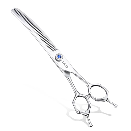 ULG Curved Thinning Dog Shears for Grooming, 7 Inch Professional for Blending, 40-Tooth 15%-20% Rate 440C Stainless Steel - size: 7.0 Inch (Thinning)