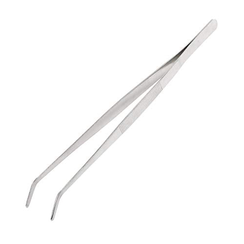12 Inch Kitchen Long Tweezers Tongs | Cooking Tweezers Stainless Steel, Ideal for Meat Pasta Plating Pinching Delicate Small Pieces of Food - style: Curved Tip - 12"