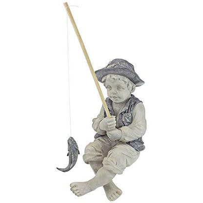 Design Toscano NG32122 Frederic the Little Fisherman of Avignon Lightweight Polyresin Statue, 15 Inch, Two Tone Stone - color: Frederic the Little Fisherman