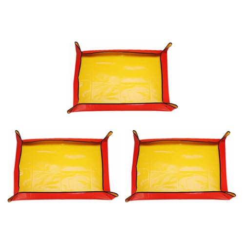 HARFINGTON 3pcs Repotting Mat 31.5" x 39.4" PE Cloth Waterproof Plant Repotting Mat Foldable Portable Gardening Potting Tray with Metal Buckle for Indoor Plant Change Soil Watering, Yellow - color: Yellow, size: 31.5" x 39.4"