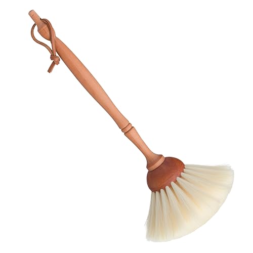 REDECKER Goat Hair Dust Brush with Oiled Pearwood Handle, 13-1/2 inches - Natural Bristle Duster Cleans Delicate Surfaces, Hanging Loop for Storage - Goat Hair Dusting Brush Made in Germany - color: Light With Black Dot