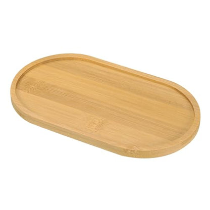 PATIKIL Bamboo Wood Saucer, 7x4 Inch Rectangular Wooden Plant Drainage Tray Bonsai Plants Saucer Succulent Pot for Home Balcony - size: 7.3" x 4.1" x 0.4"