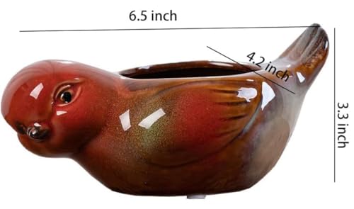 Animal Shaped Planter Flower Pot Bird Shape Small Succulent pots with Drainage Ceramic Animal Planter, Indoor Plant Container Planter with Drainage Hole Home Office Desk Garden (Bird) - color: Bird