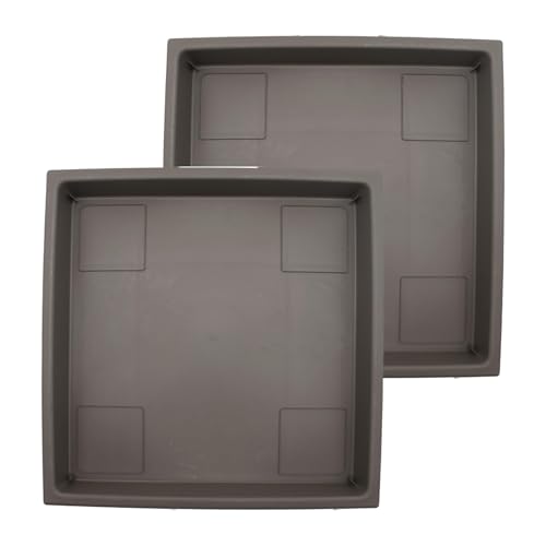 The HC Companies Accent Square Plant Pot, 11 Inch, Cappuccino, 2-Pack - color: Cappuccino, size: 11" (Pack of 2)