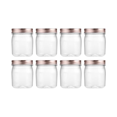 novelinks 8 oz Plastic Mason Jars and Clear Plastic Jars with Lids 8 oz | 8 Pack, Rose Gold, Plastic Containers with Lids, Small Mason Jars, Clear Jars Bulk, Spice Jars, Slime Jars, Mini Jars - color: Rose Gold, size: 8 Pack 8 Ounce