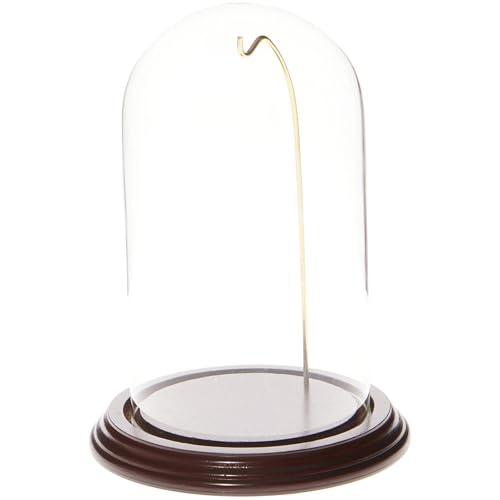 Plymor 4" x 7" Watch/Ornament Glass Display Dome - color: Mahogany Base / Gold Wire