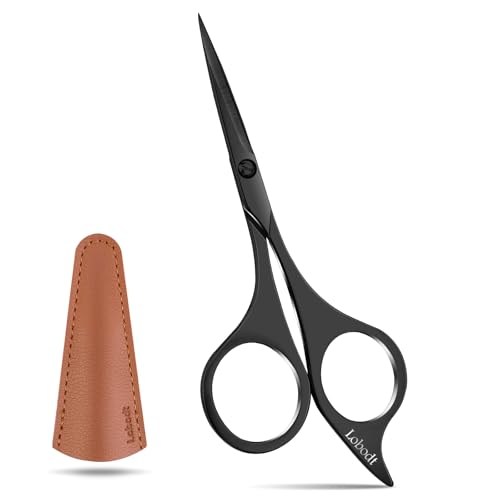 Professional beard scissors, 4.9-inch (black) small pointed stainless steel hairdressing scissors, Moustache Trimming，suitable for personal care and beauty of both men and women - color: Black