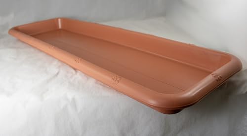 Yubonzai Japanese Light Brown Narrow Plastic Humidity/Drip Tray for Bonsai Tree & House Indoor Plant - 24"x 8"x 1.5" (Outside Dimensions)