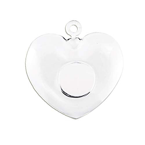 WGV Glass Hanging Plant Terrarium, Width 6", Height 6", Heart Valentine DIY Succulent Air Planter Clear Tea Light Votive Candle Holder for Event Home Garden Outdoor Decor, 1 Piece - size: Heart 5.9"H
