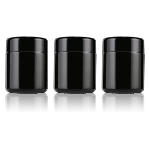50g Black Ultraviolet Glass Jar with Lid,50ml Storage jars,Refillable Containers Jar,Ideal for Long term storage Leaf,Coffee,Spices (A capacity: 50ml 3-PCS)