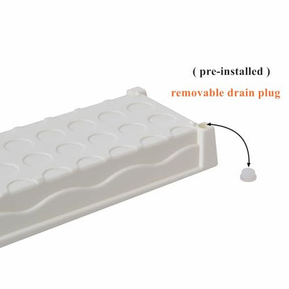 6 Pack 16.20 x 4.50 x 1.45 Inch White Plastic Rectangular Planter Pot Saucer Drip Tray with Removable Drain Plug for Windowsill, Shelf, Tabletop, Kitchen, Balcony, Small Potted Plant - color: White