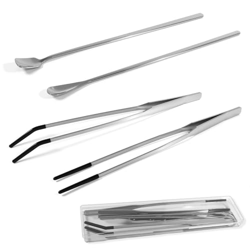 4-Piece Reptile Feeding Tongs Set with Silicone Tips & Feeding Spoons
