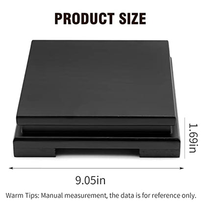 Hoypeyfiy Wooden Display Stand, Black Square Wood Display Base for Teapot Vase Bonsai Pot Statue Ornament Tabletop Home Decoration, 9.09 x 9.09 x 1.69 Inch