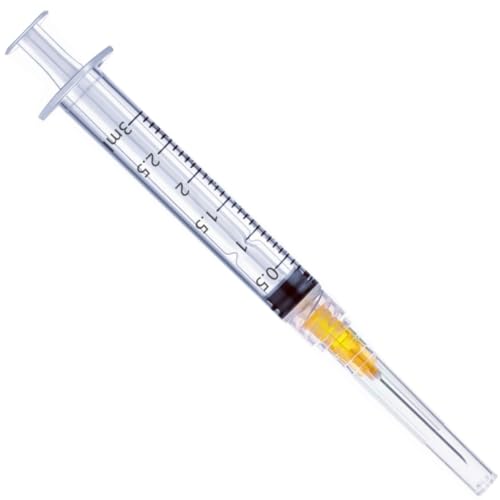 100 Pack - 3ml/cc Luer Lock Plastic Syringe with Needle 25Ga, Lab Measuring Tools for Industrial Dispensing, Science Lab and Plant Injection Supplies - size: 3ml 25ga
