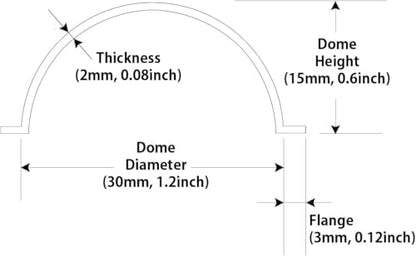 KAYNEY Acrylic Dome with Flange Clear Plastic Hemisphere – Transparent Case for CCTV, Camera Lens, Jewelry, Collectibles & Miniatures – Dustproof Cover for Delicate Items (1.2inch / 30mm) - size: 1.2inch / 30mm
