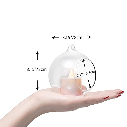 Hanging Glass Candle Holder, Globe Glass Tea Light Holder, Hanging Glass Vase, Flower Plants Terrarium, Glass Orbs Container, Micro Landscape DIY for Home, Office, Wedding (3.15" 12Pcs) - color: 3.15" 12pcs