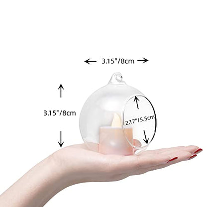 Hanging Glass Candle Holder, Globe Glass Tea Light Holder, Hanging Glass Vase, Flower Plants Terrarium, Glass Orbs Container, Micro Landscape DIY for Home, Office, Wedding (3.15" 12Pcs) - color: 3.15" 12pcs