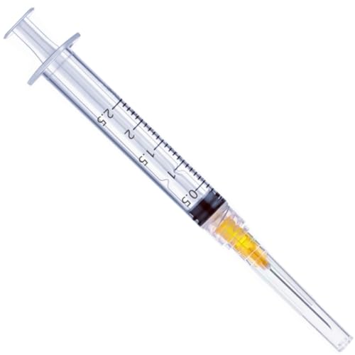 100 Pack - 2.5ml/cc Luer Lock Plastic Syringe with Needle 25Ga, Lab Measuring Tools for Industrial Dispensing, Science Lab and Plant Injection Supplies - size: 2.5ml 25ga
