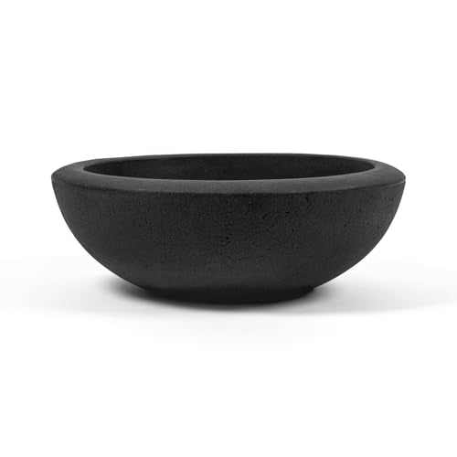 ARBORA 21" Santorini Bowl Planter - Lightweight Polyresin Outdoor Plant Pot - color: Black, size: 21" Single