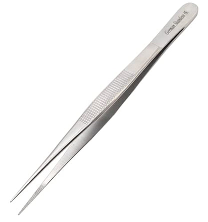 Stainless Steel High Precision Forceps with Fine Strong Straight Serrated Point to use Engineer Labware for Scientific Use (5.5 Inch) - size: 5.5 Inch
