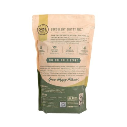 Sol Soils Succulent Gritty Mix - Fast Draining, Peat Moss Free, Perlite - 2 Quarts - Coconut Husk, Pumice