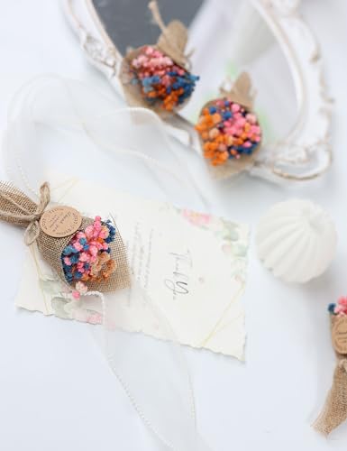 20-Piece Set Mini Magnet Dried Flowers Bouquet for Wedding Favours for Guests, Baby Shower Party Favors, Bridal Shower Gifts, Baptism. (Mixed) - color: Mixed
