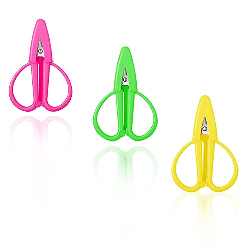 3 Pack Mini Scissors Set - Travel-Sized Tiny Small Scissors with Cover - Portable Snips for Sewing, Crafts, and Yarn, Assorted Colors - color: Green,pink,yellow, size: 3 Pack