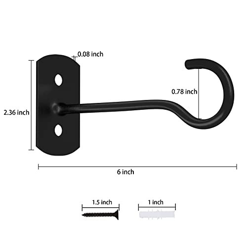 8 Pack Black 6 Inch Metal Wall Plant Hanging Brackets - color: Black, size: 6In 8Pack