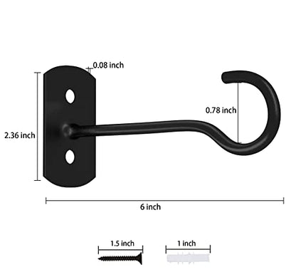 8 Pack Black 6 Inch Metal Wall Plant Hanging Brackets - color: Black, size: 6In 8Pack