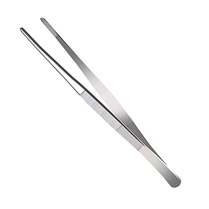 5.5 Inch Straight Tip Long Forceps Tweezers, Serrated Flat Tips Surgical Tongs Jewelers Needle Metal Sewing Sharp Kitchen Cooking Tweezers With Teeth Knurled Handles (1PCS-140mm) - color: Straight-1pcs-5.5inch