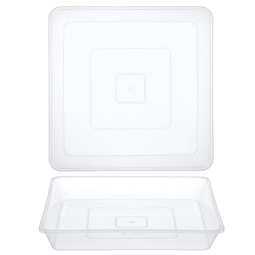 GREANER Clear Square Plant Trays, 10 Inch Plant Trays for Indoors No Holes, Flower Pot Saucer for Indoors and Outdoor Pots(2 PCS) - color: Clear, size: 10 Inch
