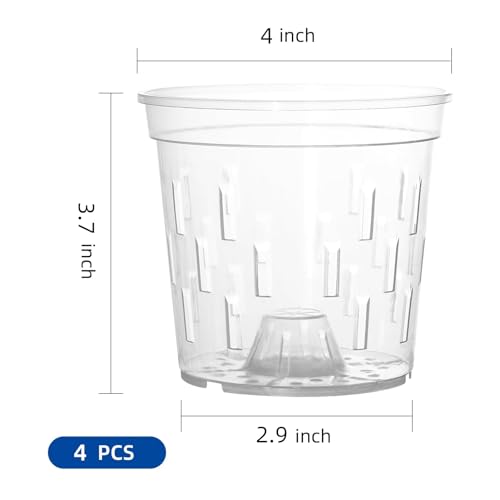 TRUEDAYS Orchid Pot, 4 Pack 4 Inch Plant Pot with Drainage - size: 4Inch-4Pack