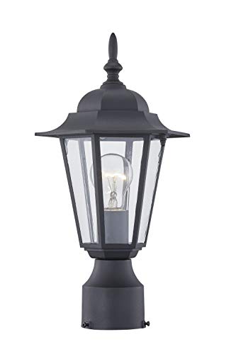 WISBEAM Outdoor Post Light, Pole Lantern, E26 Base 60W Max, Aluminum Housing Plus Glass, Wet Location Rated, ETL Qualified, Bulbs not Included, Black - color: Black, size: 1 Pack